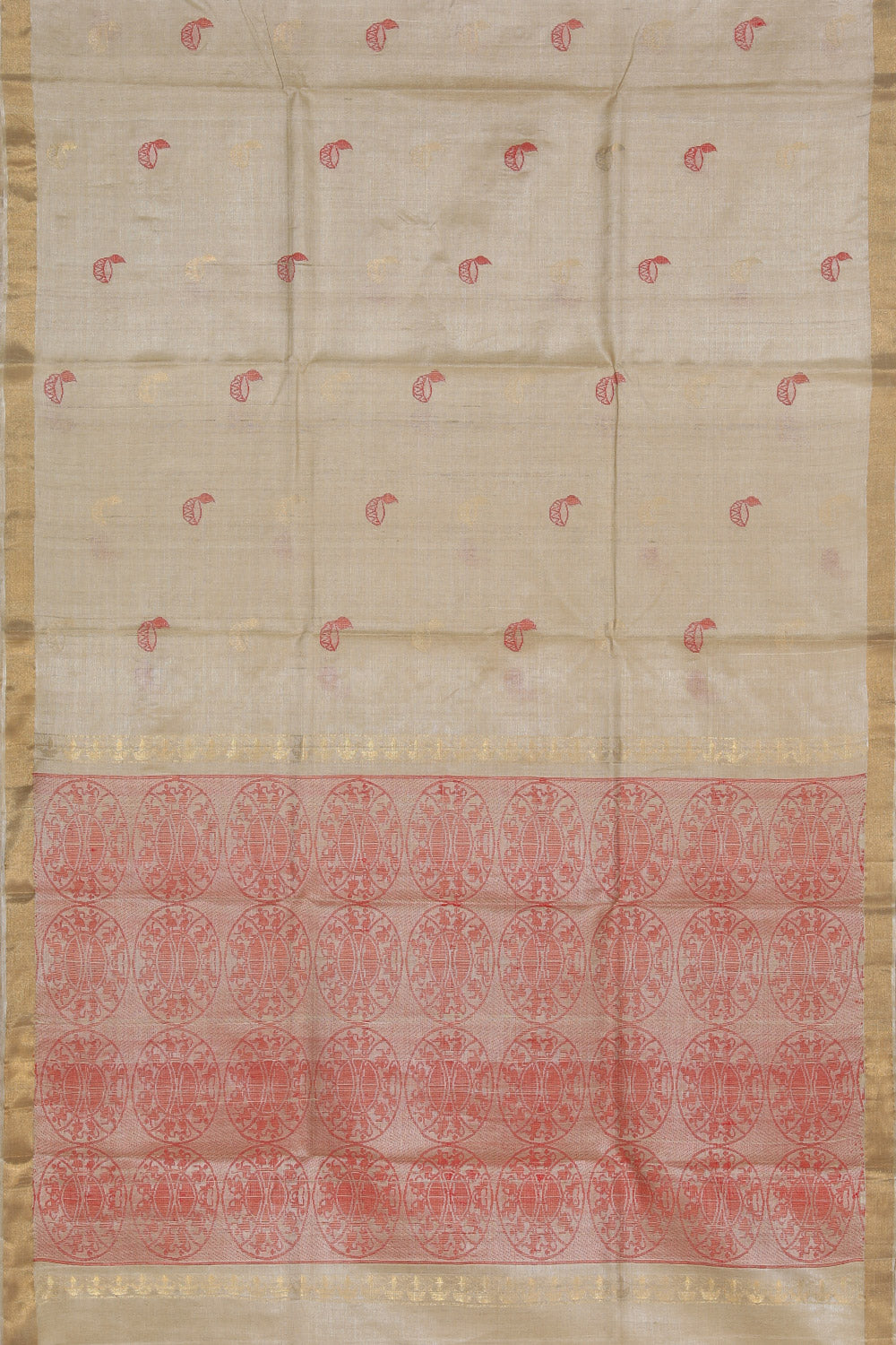 Image of Tussar Silk Off-White Saree